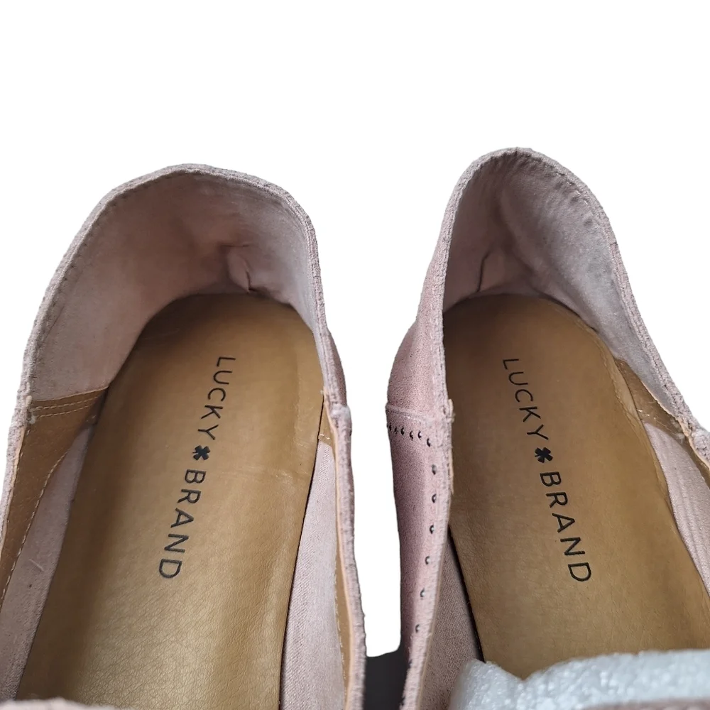 Lucky Brand Sz 10W Crestan Pink Soft Studded Slip-On Suede Loafer Flats Shoes‎